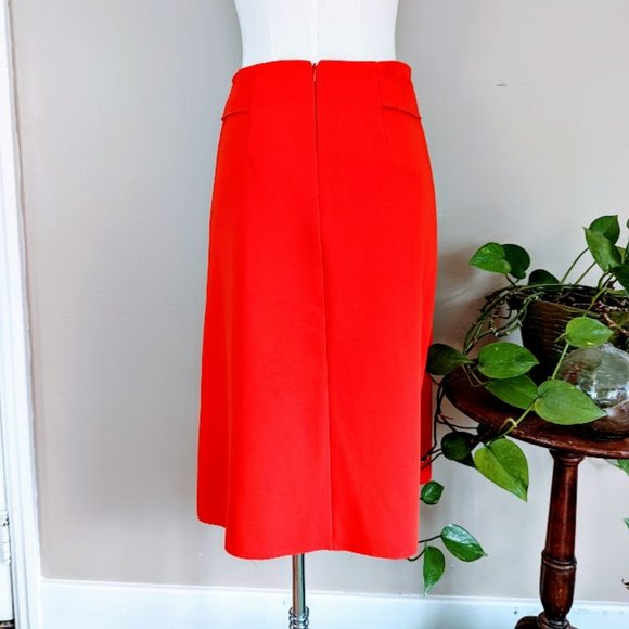 TopShop Orange Midi Skirt with front slit - size 6 - Picture 3 of 8